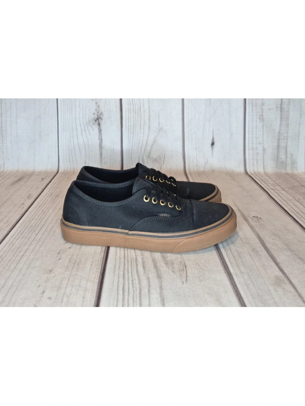 Vans Authentic Black/Gum Canvas Bronze Eyelet Sneakers Men’s Size 9.5/Women’s 11